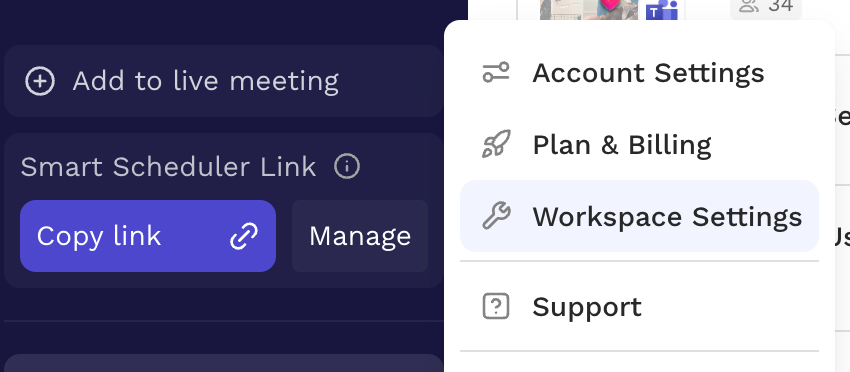 Workspace Settings in the bottom-left menu